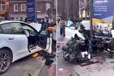 Tesla ploughs into pedestrians outside Sainsbury's after mounting on busy pavement