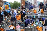 Euro 2020: Football fans trash Leicester Square but Scotland supporters help to clean up