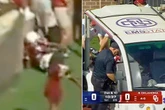 Football player suffers horror injury after crashing into brick wall