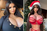 Model gets in festive spirit as she squeezes huge £40k boobs into Xmas lingerie