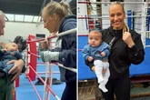 Ebanie Bridges back in boxing ring and starts training with new baby also at the gym