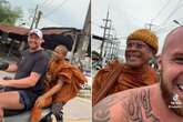 Brit lads take Thai Monks on 'special joyride ride' and get unique gift in return