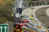 Lorry carrying chickens bursts into flames causing major delays on UK road