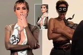 Kim Kardashian unrecognisable with bare painted boobs and hardly any hair