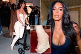 Kim Kardashian debuts high-heeled ankle cast after 'recklessly' breaking her foot