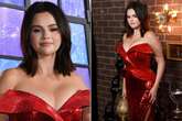 Selena Gomez wows in plunging red sequin dress as she reunites with beloved Disney co-star