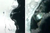Huge 60ft 'metallic UFO' spotted half-submerged in Antarctica on Google Earth