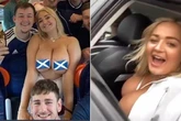 Rangers-mad porn star Lana Wolf flashes cars before England vs Scotland game