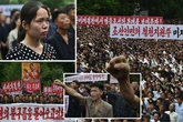 North Koreans take to the streets in rare protest against 'US imperialism' as WW3 fears escalate