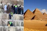 Experts alarmed by video of workers hammering at Egypt’s Great Pyramid of Giza