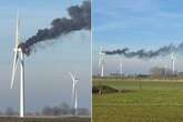 BREAKING UK wind turbine bursts into flames filling sky with plume of smoke