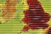 UK weather map predicts red hot 38C heatwave as country turns burning red