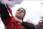 Star's awkward moment on open top bus during Liverpool title celebrations