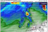 Weather maps turn dark green show UK hit by 450-mile rain bomb