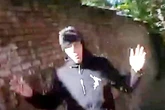 Moment robber who threatened to stab kids in park is caught by police