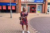 Woman in Union Jack dress turned away from Wetherspoon as pub bans flags amid protest