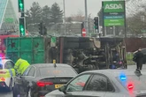Small Heath lorry crash live as lorry overturns on island outside Asda