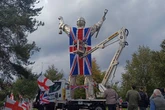 Massive Union Jack draped from roundabout statue that has become centre of 'war on flags'
