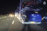 Moment sleepy M6 truck driver 'drifts off' during horror smash