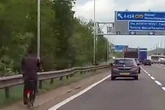 Cyclist spotted 'pootling along' M6 motorway next to 60mph traffic
