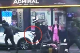 Moment masked gang try to rob deliver rider of his bike