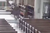 Watch as church's hospitality 'abused' by daytime raider who swipes £6k brass eagle