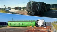 Ciężarówka przewróciła się na autostradzie A4. Wystrzeliła opona