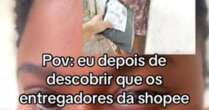 Mulher descobre que entregadores da Shopee tiram fotos do recebimento da encomenda e viraliza: 'Sem me arrumar'