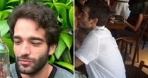 Humberto Carrão dá beijão em atriz durante festa de 'Vale Tudo'