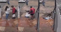 Repórter cai em calçada que cede durante gravação e vídeo viraliza