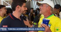 Terceiro gol do Brasil impede declaração de amor de entrevistado na Band; veja vídeo