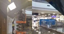Desabamento de teto interdita área do embarque do Aeroporto Salgado Filho, em Porto Alegre