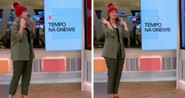 Onda de frio: Jornalista da Globo veste gorro ao vivo no estúdio para chamar a previsão do tempo