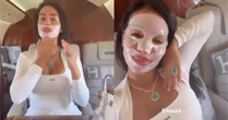 Georgina Rodríguez, noiva de Cristiano Ronaldo, mostra rotina de beleza em jatinho durante a Copa