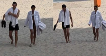 Shawn Mendes é flagrado com Bruna Marquezine na praia horas após desembarque no Rio