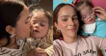 Letícia Cazarré celebra e posa para fotos com a filha após alta hospitalar