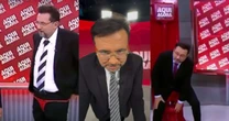 Calcinha sobre o terno, privada no estúdio: Geraldo Luís acerta ao fazer humor no 'Aqui Agora'