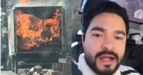 Pânico na Marginal! Yudi Tamashiro foge de caminhão em chamas e relata momento de terror no trânsito