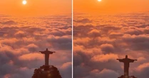 Fotógrafo madruga e registra Cristo Redentor em 'tapete de nuvens' no Rio: 'Épico'