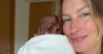 No Dia das Mães, Gisele Bündchen mostra 1ª foto do caçula e 'derrete' web: 'Ocupada vivendo a vida'