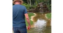 Janja mostra em rede social nova cascata artificial na Granja do Torto