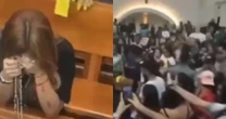 Ajoelhada em oração na Igreja, Virginia é cercada por mutirão e vídeo viraliza: 'Bizarro'