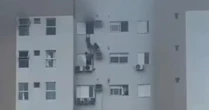 Criança resgatada do 13º andar de apartamento em chamas tem alta da UTI