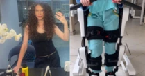 Maidê Mahl surge nas redes andando com a ajuda de aparelhos em sessão de fisioterapia