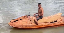 Paraense constrói moto aquática de madeira e é abordado pela Marinha