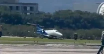 Jato escapa da pista e para na grama durante pouso no Aeroporto de Jacarepaguá, no RJ