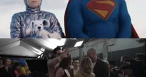 'Primo coruja', David Corenswet 'protege' Milly Alcock de paparazzo em estreia de 'Supergirl'