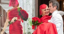 Noiva de vermelho! Figurino de Flávia Alessandra em 'Êta Mundo Melhor!' divide a web