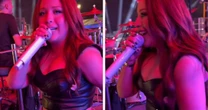 Mari Fernandez rasga calça em show e improvisa com fita isolante: 'Quem viu, viu'