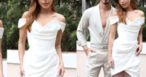 O look de Giovanna Lancellotti para festa pré-casamento com Gabriel David: atriz da novela 'Dona de Mim' repete marca de vestido de noiva e usa salto extravagante; veja 20 fotos!
